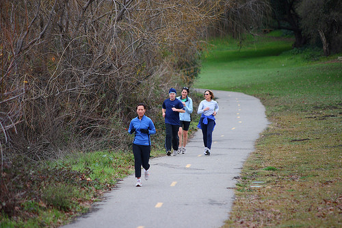 runners on foot path